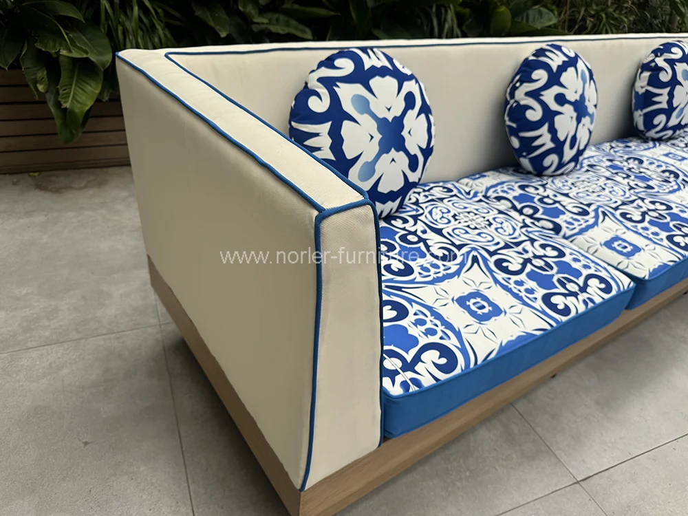 Modern Outdoor Aluminum Frame brushed Wood Grain Sofa